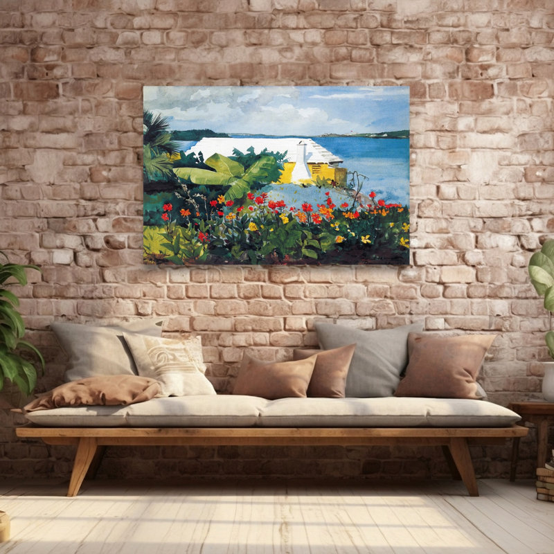 Flower Garden And Bungalow, Bermuda, 1899 Classic Abstract Coastal Flower Wall Art Print by Winslow Homer - 1 Piece Wrapped Canvas Wall Art