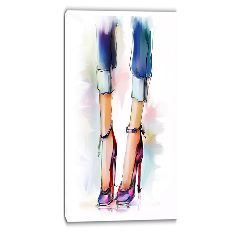 Impression sur toile tendue, "pieds et chaussures femelles", H 40 po x l 20 po