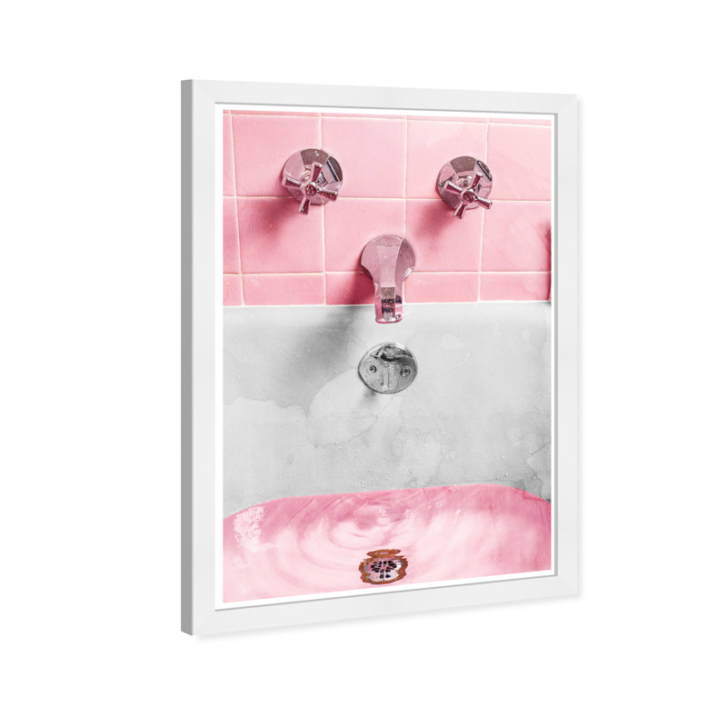 «Bath and Laundry», impression sur papier rose moderne