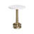 Clover Genuine White Marble Accent Table with Brass Pedestal Base – Modern Luxe Round Side Table 