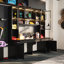 Armoire de garage avec table de travail et lumière