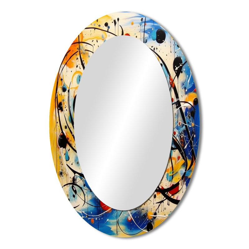 All That Jazz Colorful Joy IV - Miroir mural moderne ovale, 36 po x 24 po