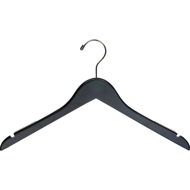 Cintre supérieur en bois antidérapant pour robe / chandail / chandail, Noir