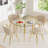 5-Piece Golden Round Glass Dining Table Set for 4-836405113-836405091