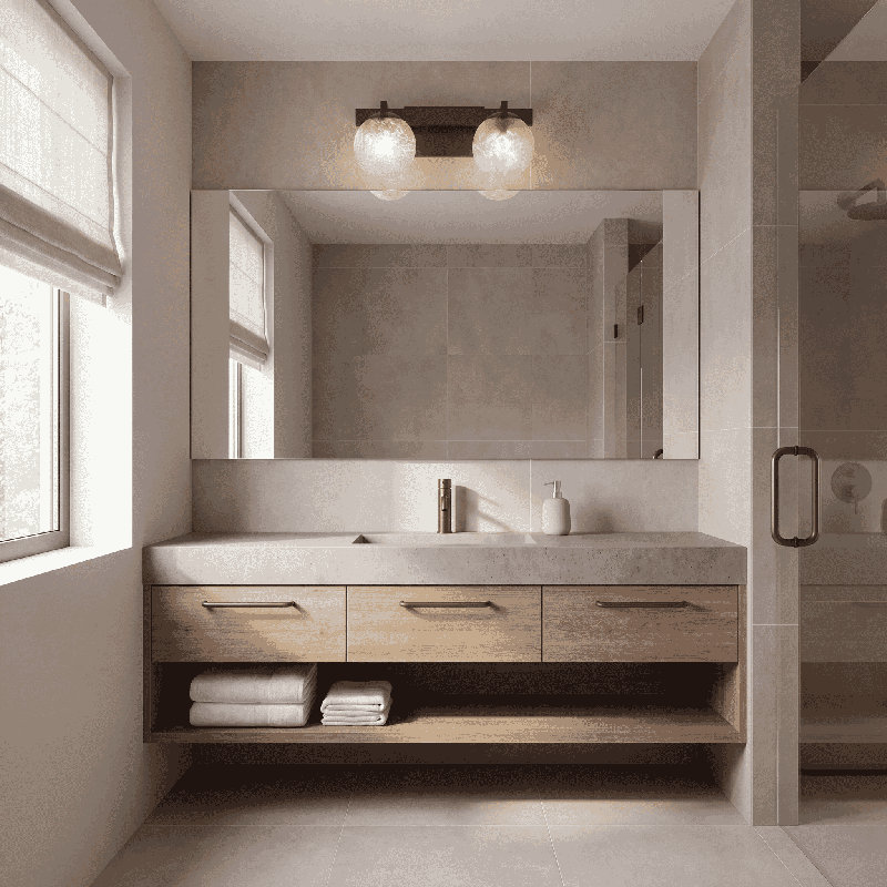 Luminaire pour meuble-lavabo Darien, H 7,25 po x l 17 po x P 5,88 po, Bronze, Deux lumières