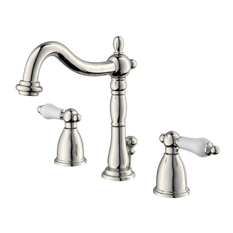 Robinet de salle de bain espacé avec ensemble de bonde Heritage, Nickel poli