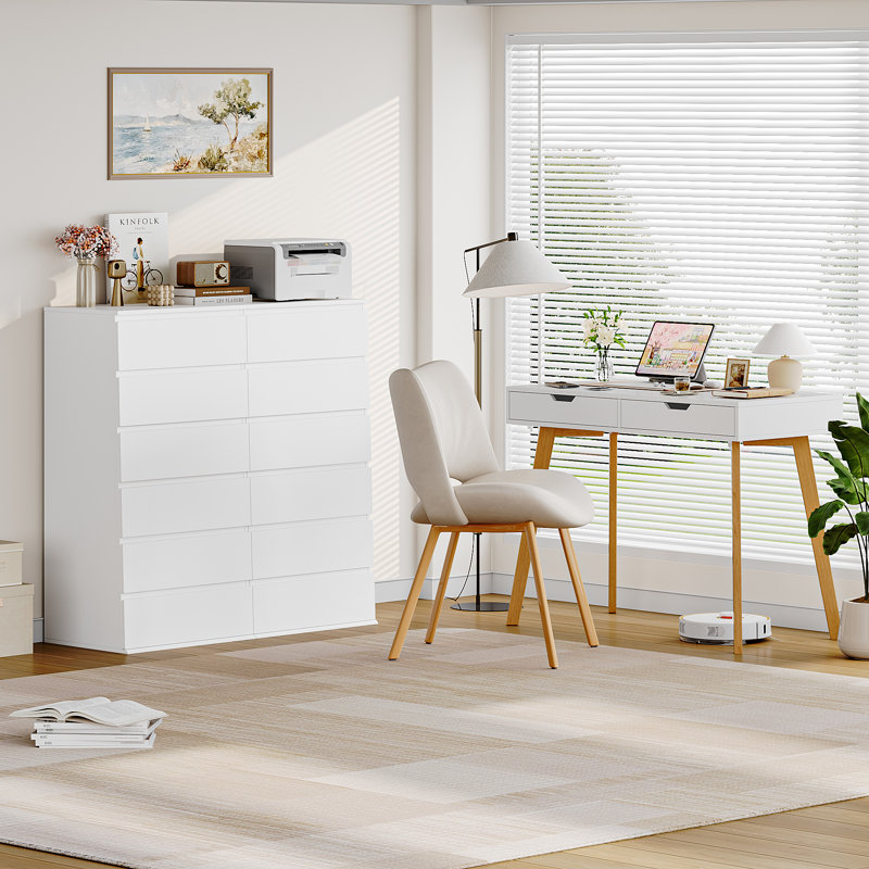 6 Ensemble de commode 6 tiroirs 2 pièces - Blanc, Blanc