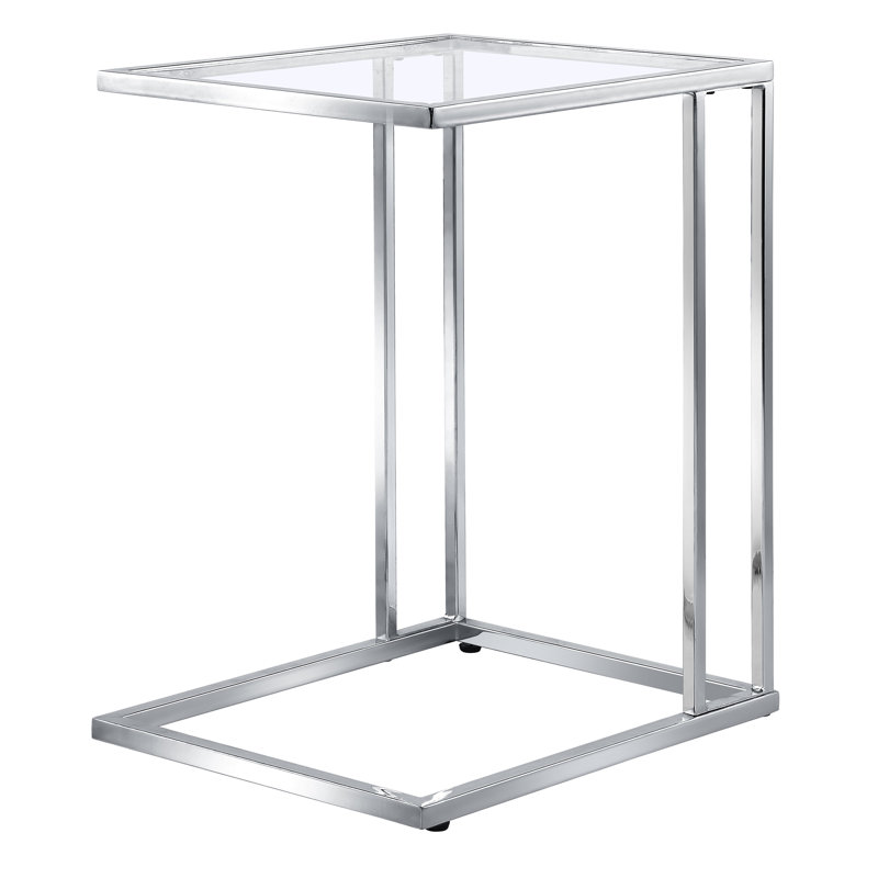Glass Top C Table End Table, Chrome
