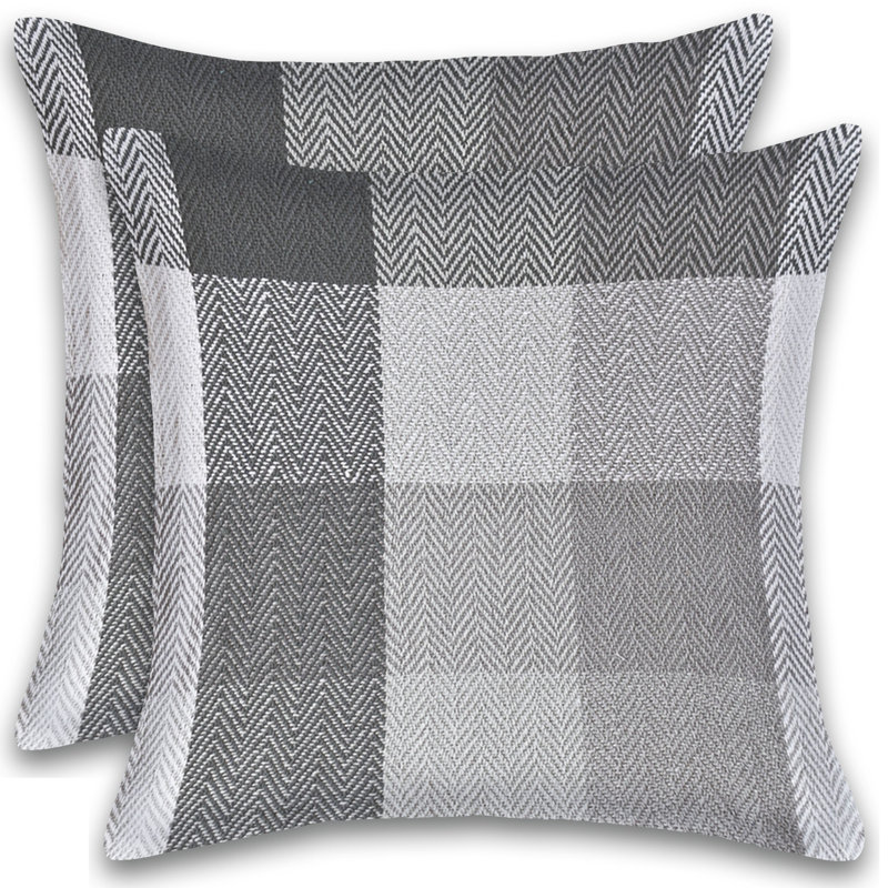  Square Cotton Pillow Cover & Insert, Gray