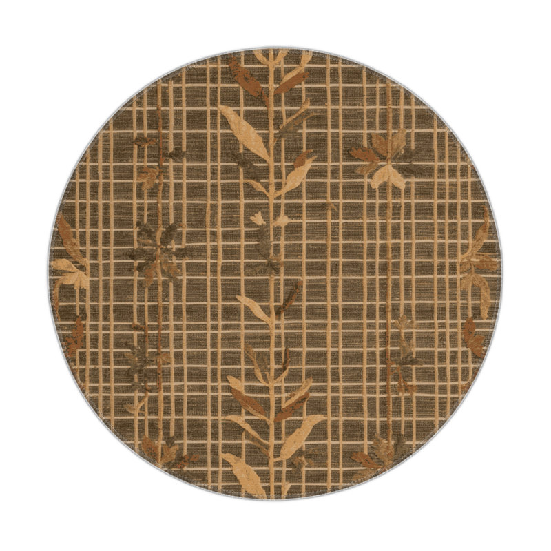 Tapis d'intérieur et d'extérieur brun Nature, Rond 5 pi
