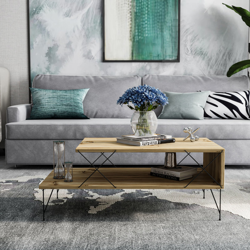 Aeroome Four Leg Coffee Table with Storage, Oak