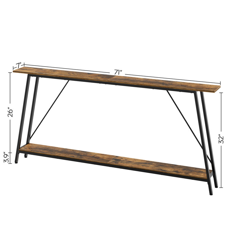 Gullion Narrow Console Table Behind Couch Narrow Entryway Table, 32" H x 78.7" W x 7" D, Rustic Brown