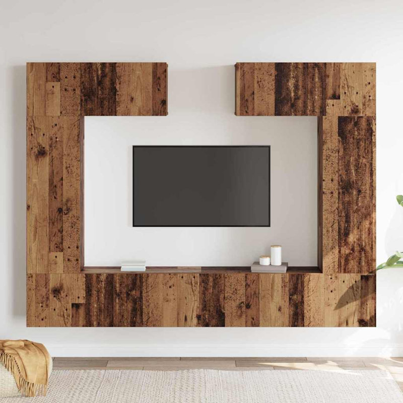 Unfinished Floating Entertainment Centre for TVs up to 88", Old Wood