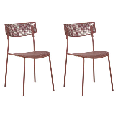 Modern Mesh Accent Chair with Curved Back and Lightweight Design for Dining, Office, and Living Spaces - Set of 2, Red