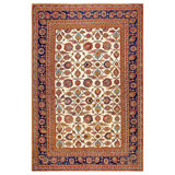 Lovely Ivory Background Decor Antique Indian Agra Cotton Rug with Floral Design