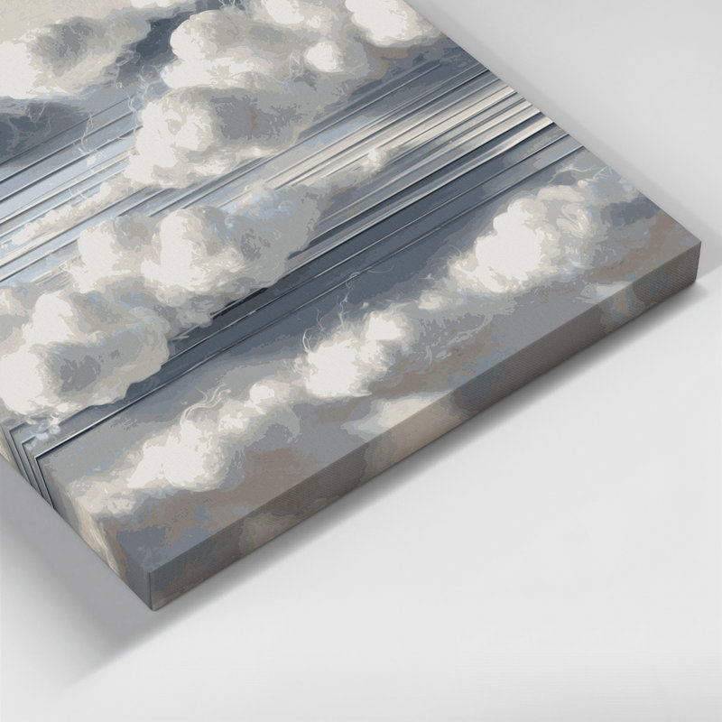 Art mural horizontal sur toile à rayures horizontales gris, H 20 po x l 24 po