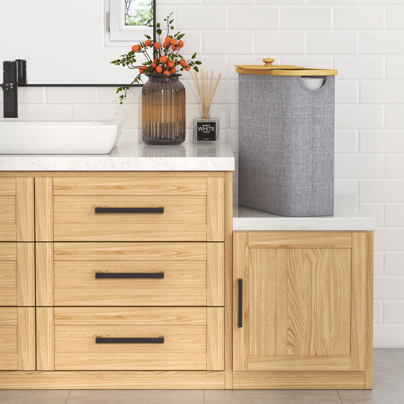 Rangement pour papier hygiénique, panier à papier hygiénique en bambou avec couvercle et poignée, support de papier hygiénique autoportant, accessoires de rangement pour armoire de salle de bain