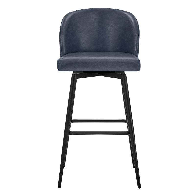 Tabouret de bar et de bar Benedit, Similicuir galet bleu marine, Tabouret de bar (siège d'une hauteur de 30 po)