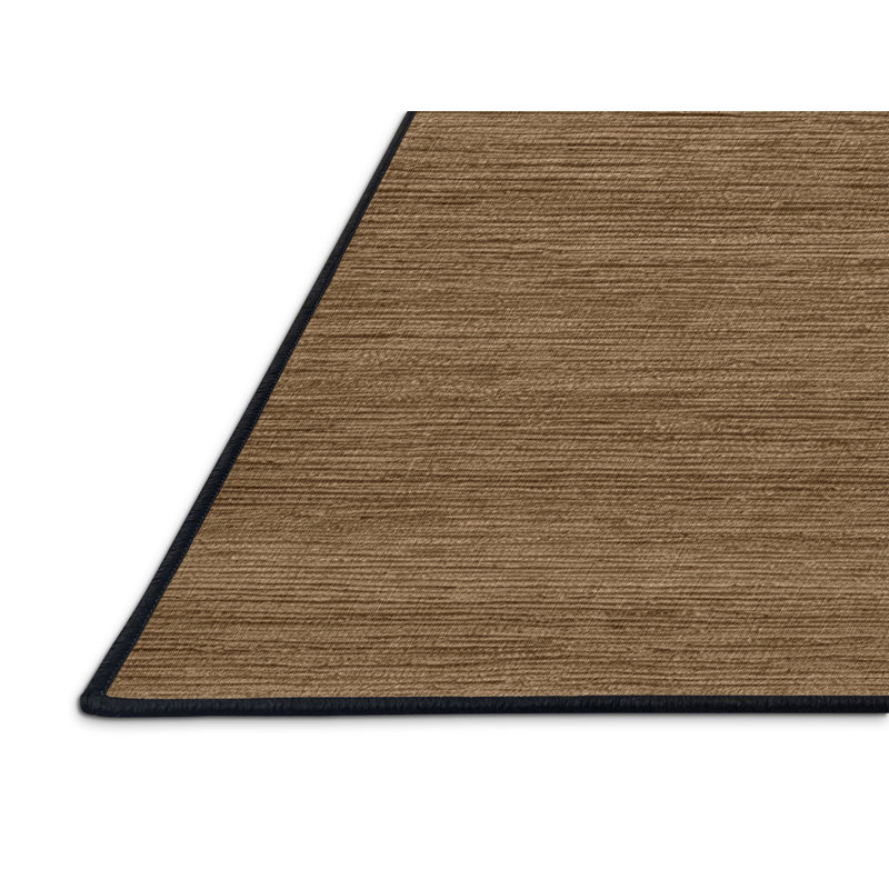 Tapis brun uni lavable à la machine, Rond 6 pi