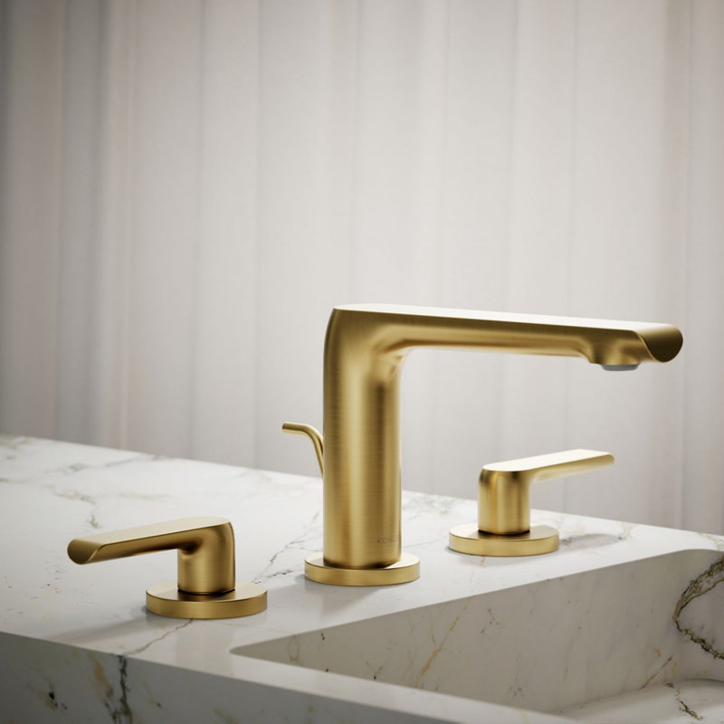 Robinet de lavabo de salle de bain avec drain Avid, Laiton brossé moderne éclatant
