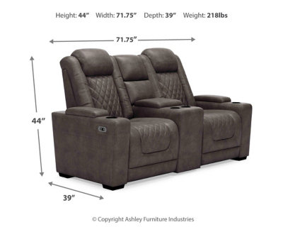 Gray Faux Leather Power Reclining Loveseat with Cup Holder