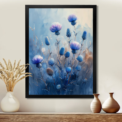 «Morning Summer Blue Thistle Flowers I - Thistle», reproduction d'art murale