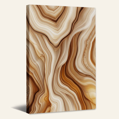Tableau sur toile à texture de pierre ondulée beige et brune