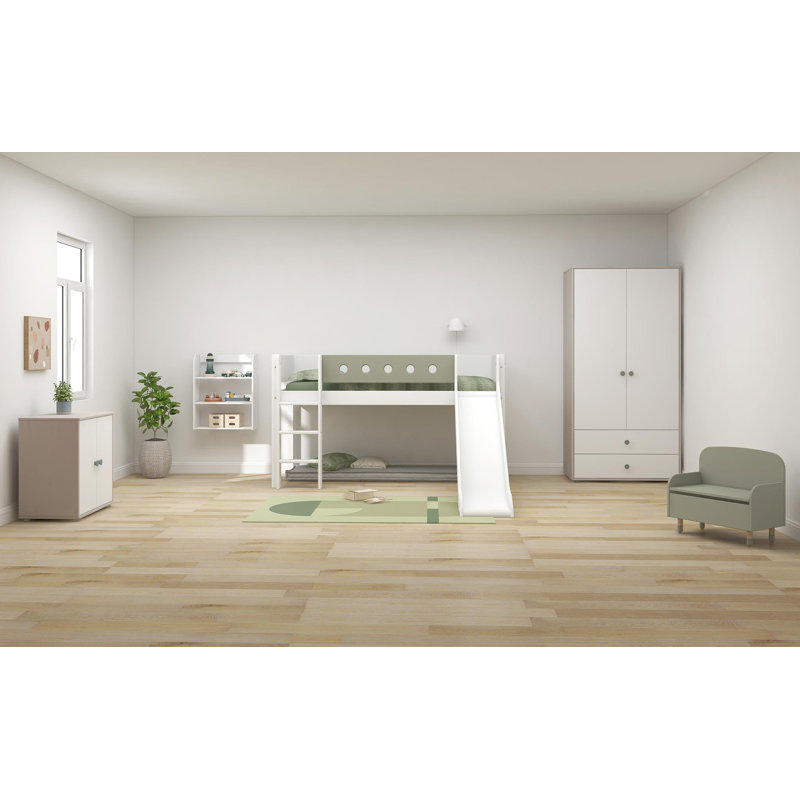 White Loft Bed Bed Frame, White/Grey