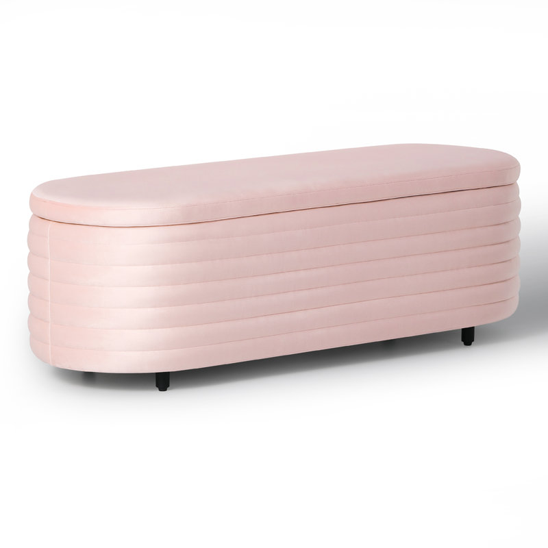 Farrah Upholstered Storage Bench, 18.1" H x 54" W x 19" D, Pink