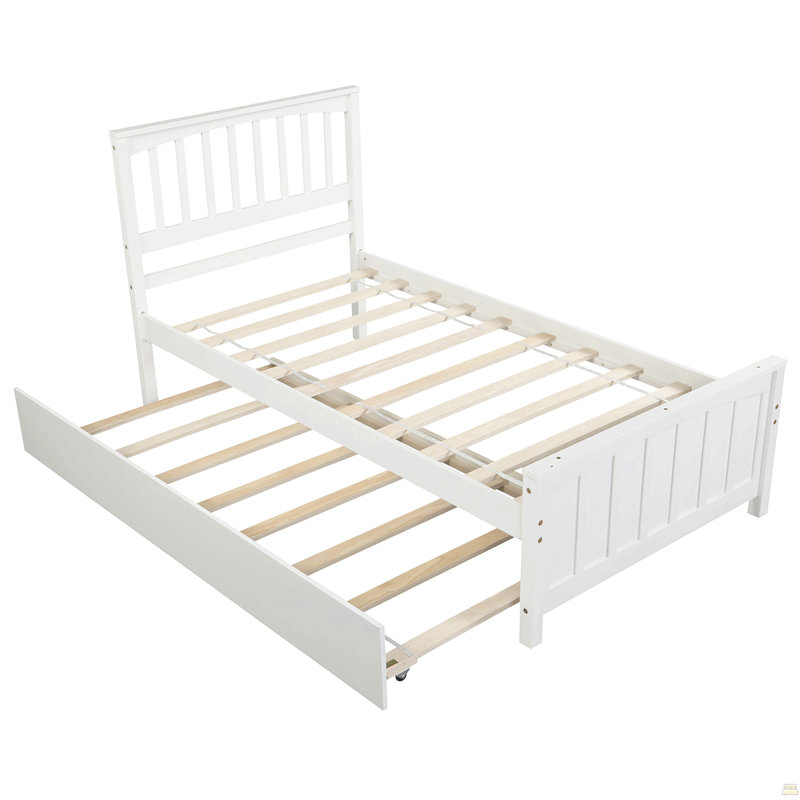 Lit plateforme simple avec lit gigogne, White