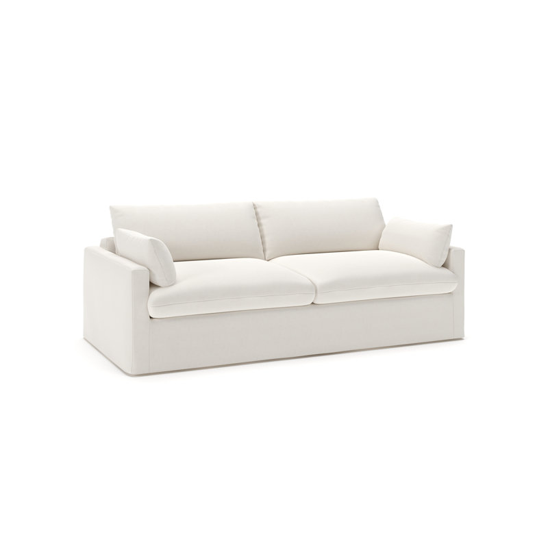 Luna 90" Cotton Sofa, Lena Off White Performance Linen Blend