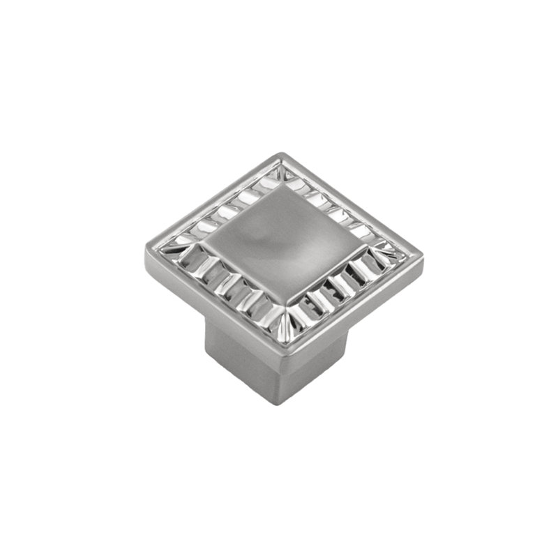 Poignée carrée Bijou Astoria - bouton d'armoire nickel satiné 1 po x 1 po - Quincaillerie traditionnelle pour tiroirs et armoires