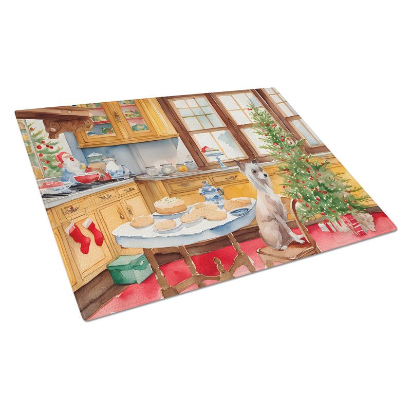 Chinese Crested Christmas Cookies Glass Cutting Board