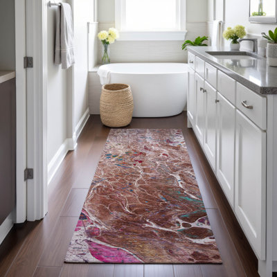 Machine Washable Indoor/Outdoor Chantille ACN2730 Abstract Rug