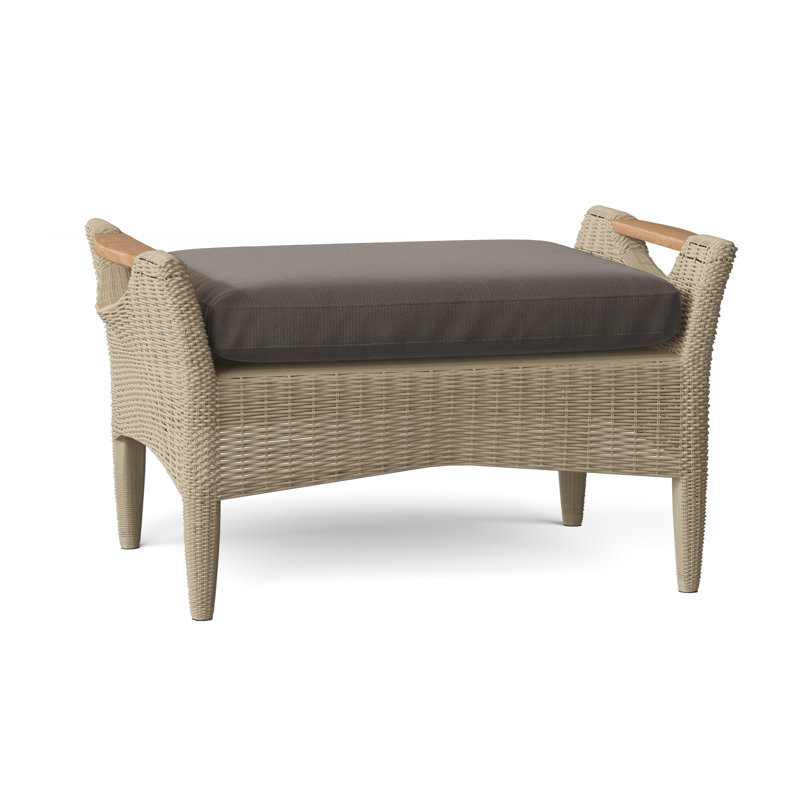 Culebra Rectangle Outdoor Sunbrella® Ottoman Patio Ottoman, Ash, Culebra White