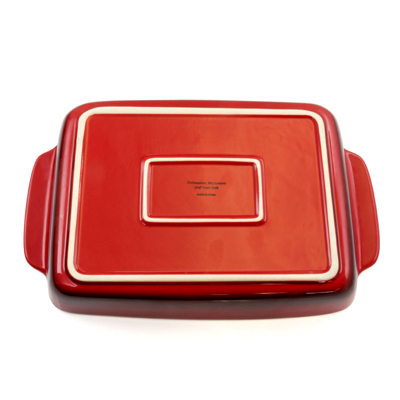 Red 4-Quart Stoneware Rectangle Baking Pan