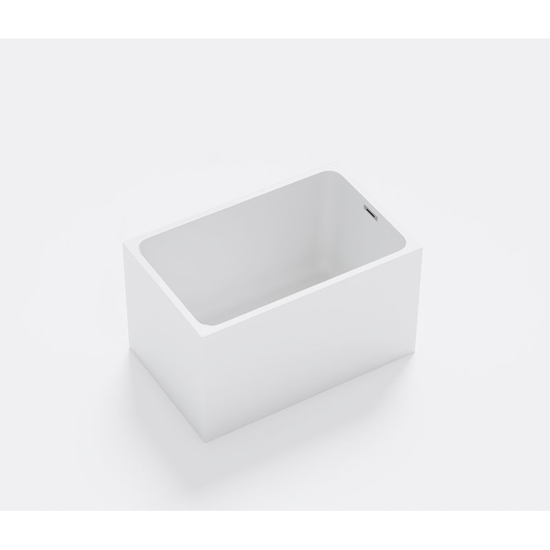 47" Acrylic Freestanding Bathtub ,Spacious Rectangle Shape, Gloss White Finish, Chrome Overflow & Pop-Up Drain CUPC Certificate