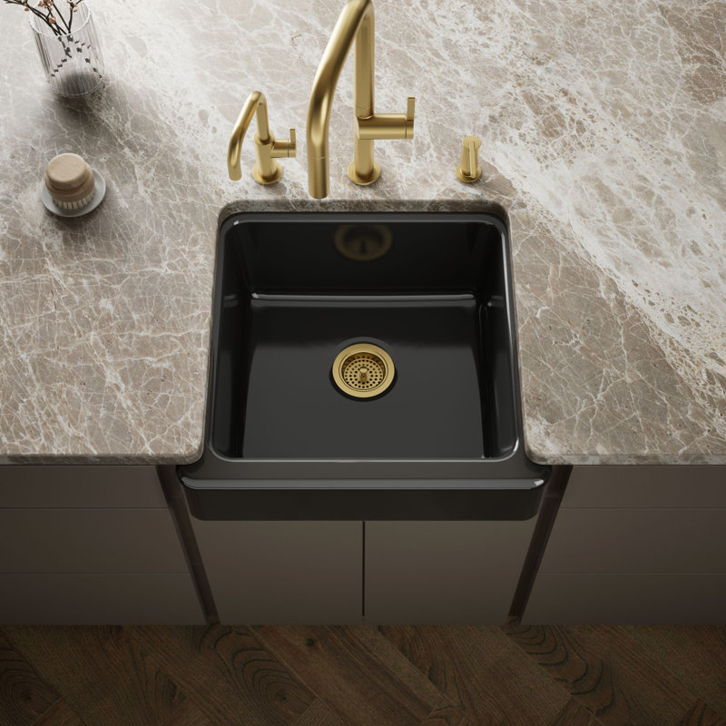 Whitehaven® Self-Trimming 24" L x 22" W Farmhouse Kitchen Sink, Black