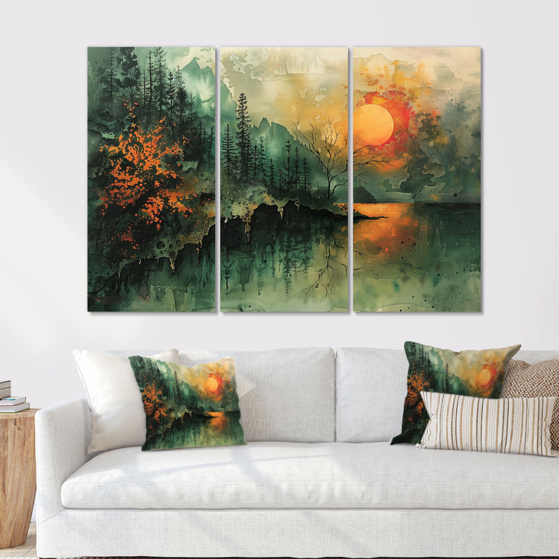 Charron - ensemble d'art mural paysage abstrait, Métal métal, H 28 po x l 36 po x P 1 po