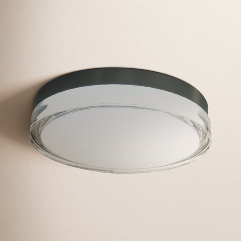 Pi Black Outdoor Flush Mount, 3000K, 2.5" H x 15" W x 15" D, Matte Black