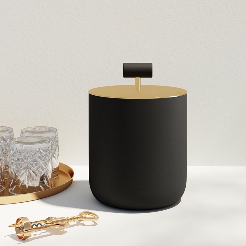 Elegant Black and Gold Insulated Ice Bucket for Outdoor Entertaining