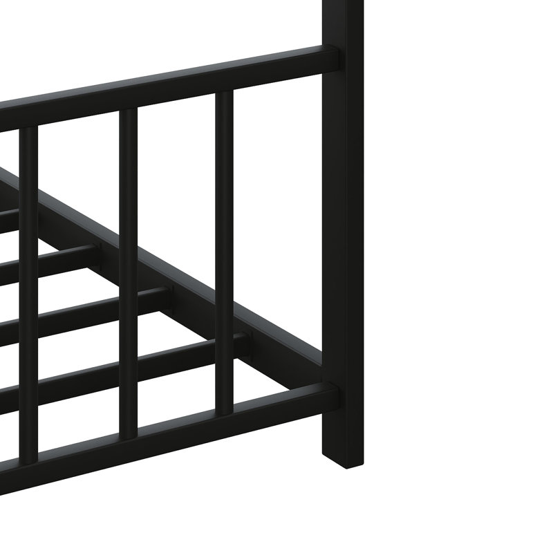 Structure de lit double sur le toit en fer noir avec éclairage à DEL, largeur de 55,9 po, hauteur de 58,4 po, limite de poids de 350 lb pour le fer à repasser, bandes, X 58,4 po, charge, assemblage rapide