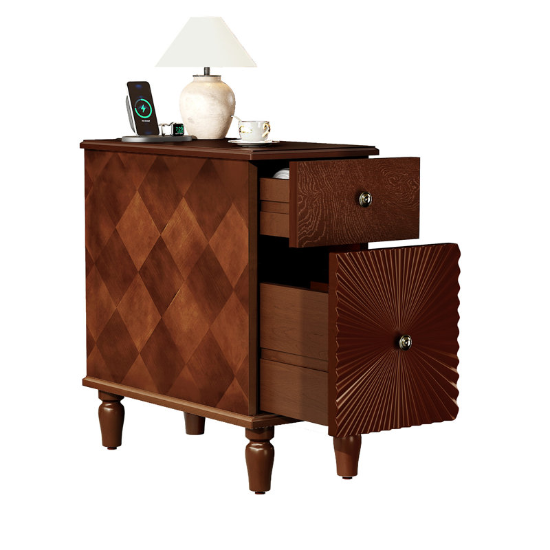 Canapé moderne à 2 tiroirs, table d'appoint étroite, table de chevet mince pour le salon, chambre à coucher
