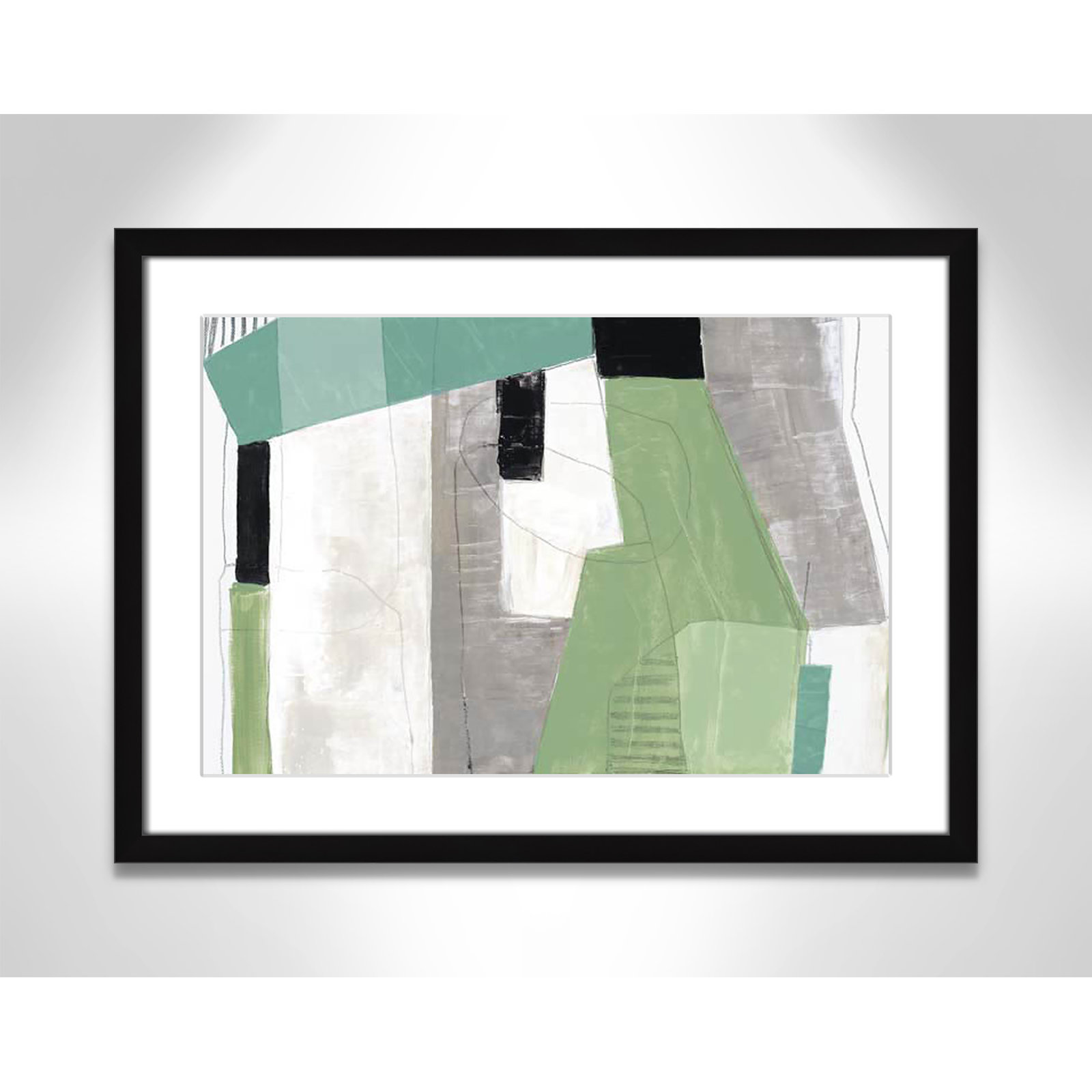 Evergreen Essence Print, 17" H x 23" W x 1.25" D, Black Box Frame - Matted Fine Art Paper Print, White