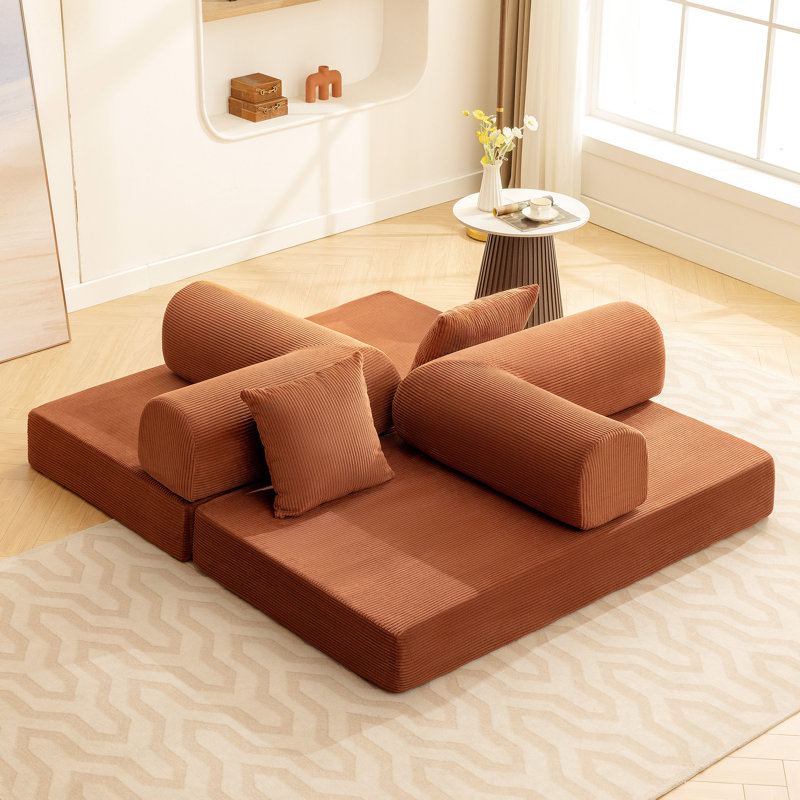 Foldable 3-Person Fabric Sofa Bed with High Rebound Sponge