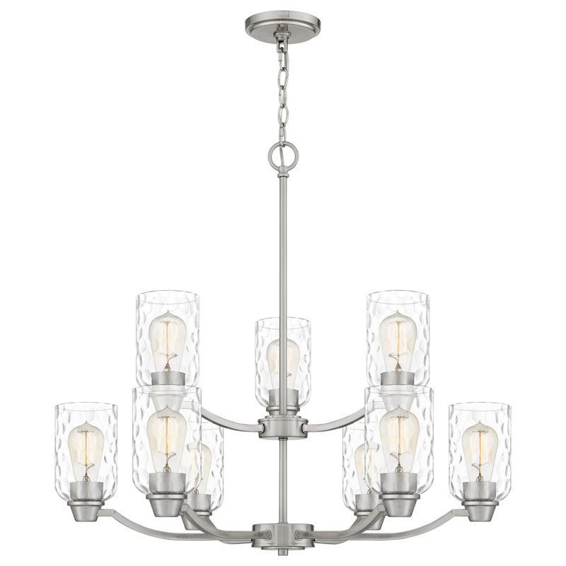 Lustre noir mat 9 lumières Gilliard, Nickel brossé