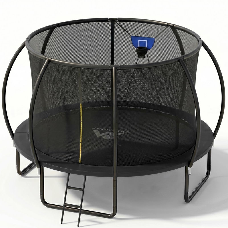 Trampoline d'extérieur 14 pi Overmont, Bleu (panier de basketball)
