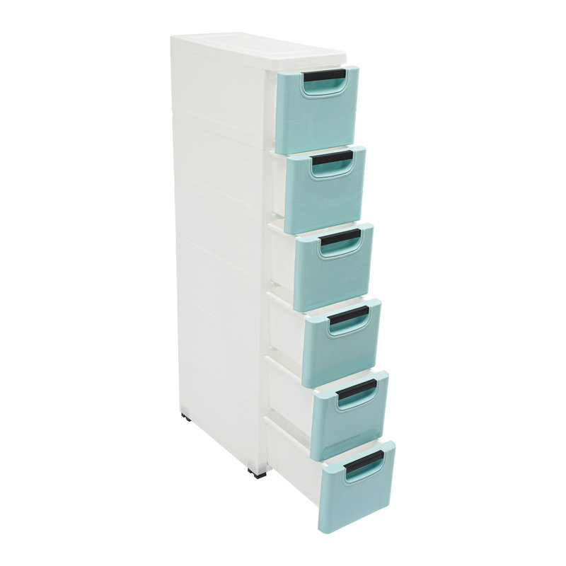 6 Drawers Storage Cabinet With Wheels, Blue