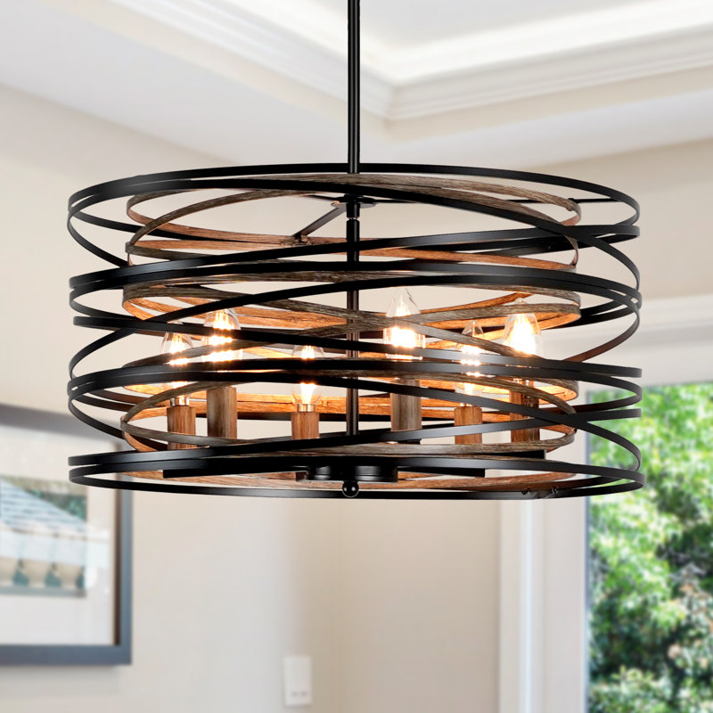 Luminaire suspendu noir moderne à 6 lumières