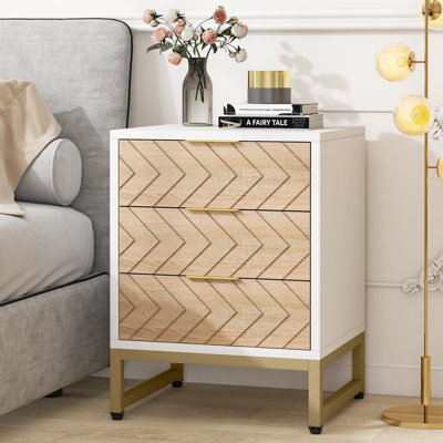 Modern Nightstand 3 Drawers Bedside Table